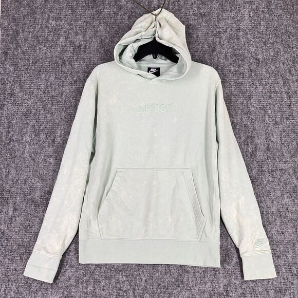 Nike Hoodie Women's Small Green Just Do It Pullover Pockets Hooded Cotton Logo - Picture 1 of 8